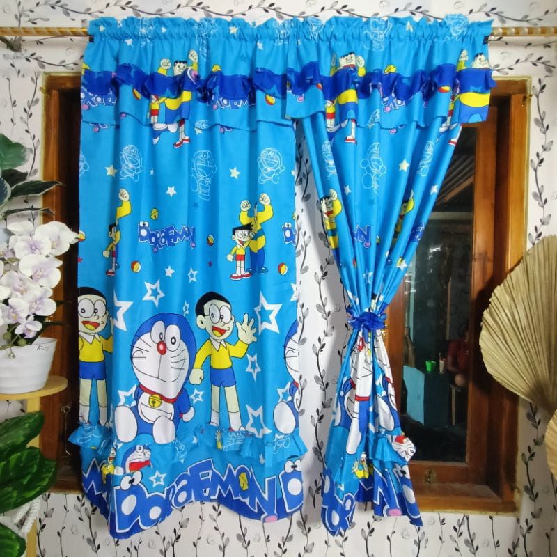 Gorden serut jendela minimalis termurah / motif doraemon star