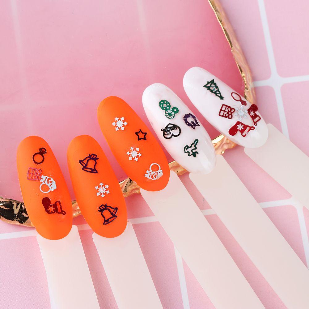 Chooky Stiker Kuku Motif Snowflake / Lonceng / Rusa Natal Bahan Metal Untuk Nail Art / Manicure