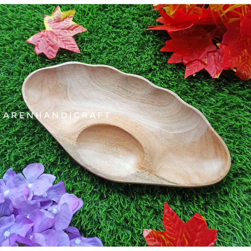 ARENHANDICRAFT piring kerang kayu mahoni 27cm