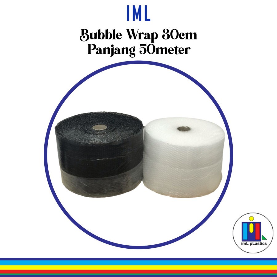 Bubble Wrap Hitam / Putih Lebar 30 cm Panjang 50m ( 1 Roll )