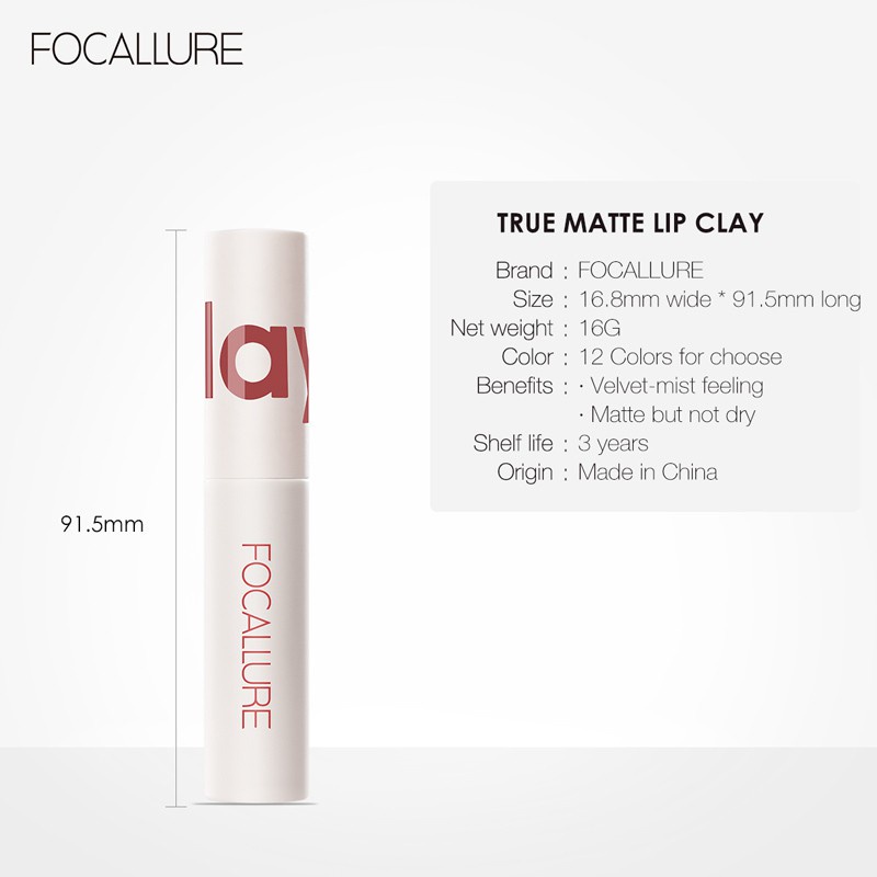 TIKTOK - FOCALLURE New Lipstik Cream Velvet-Mist Matte Lip Clay [ BPOM ] FA179
