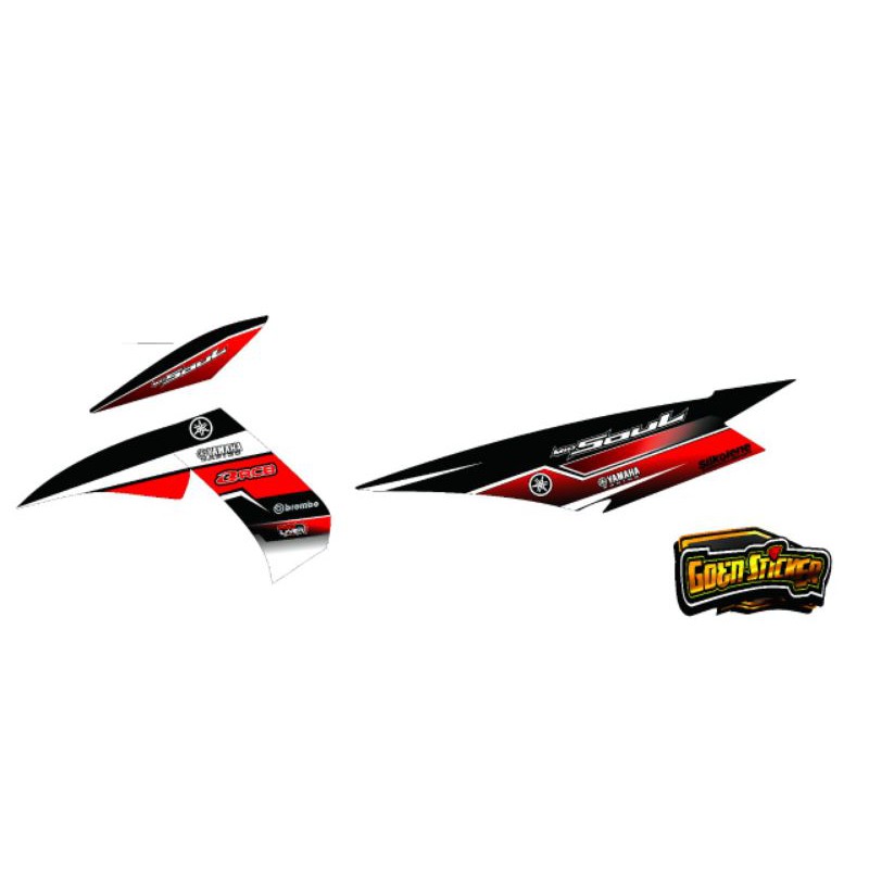 stripping stiker variasi Mio soul/soul carbu merah hitam