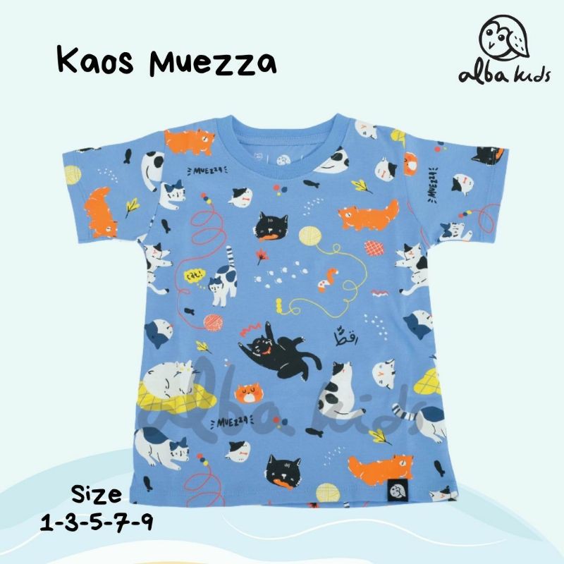 Alba Kids Baju Kaos Anak Muslim Motif Karakter Kucing Lucu Keren Anak Laki Laki Cowok Lengan Pendek