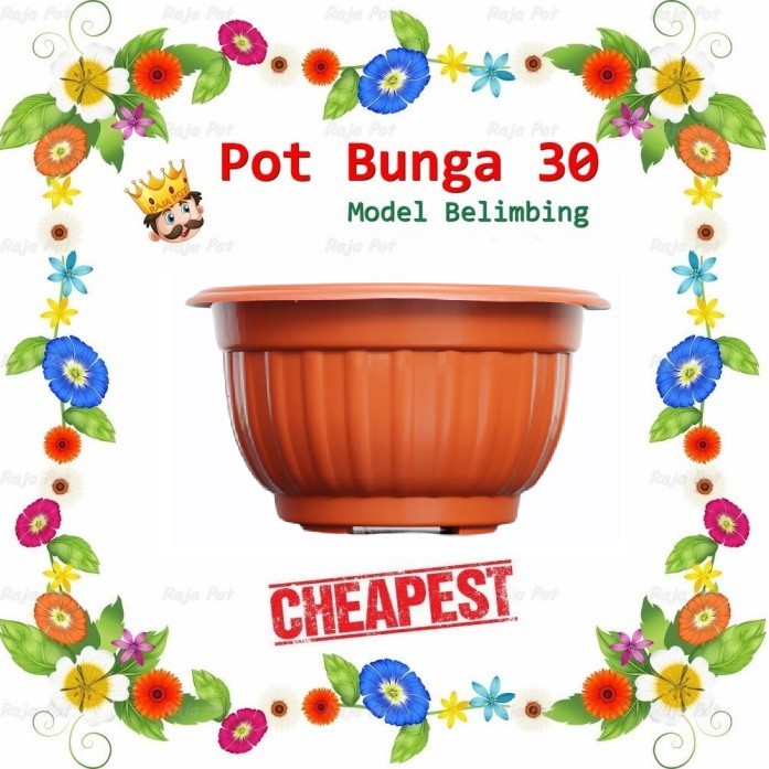 Pot Bunga Merah Bata 30 Belimbing | Pot Tanaman Plastik Besar Coklat