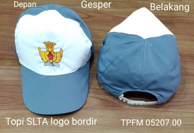 Topi dasi sekolah anak SD SMP SMA SLTA bordir famatex halus pengatur karet gesper adem murah