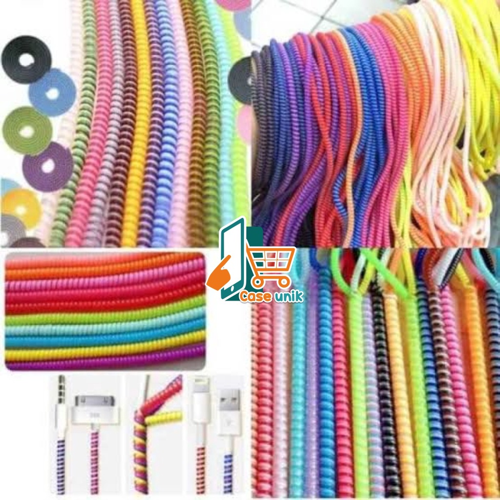 PELINDUNG KABEL 2 WARNA warni lilitan Charger spiral data cable / CORD PROTECTOR SPIRAL 2 TONE bahan bagus CS3395