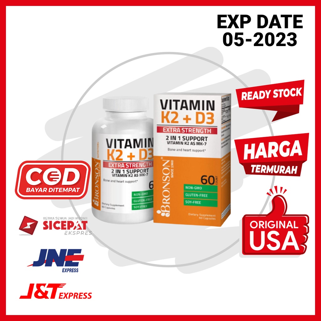 Vitamin K2 K-2 D3 D-3 Extra Strength Bronson 60 Kapsul