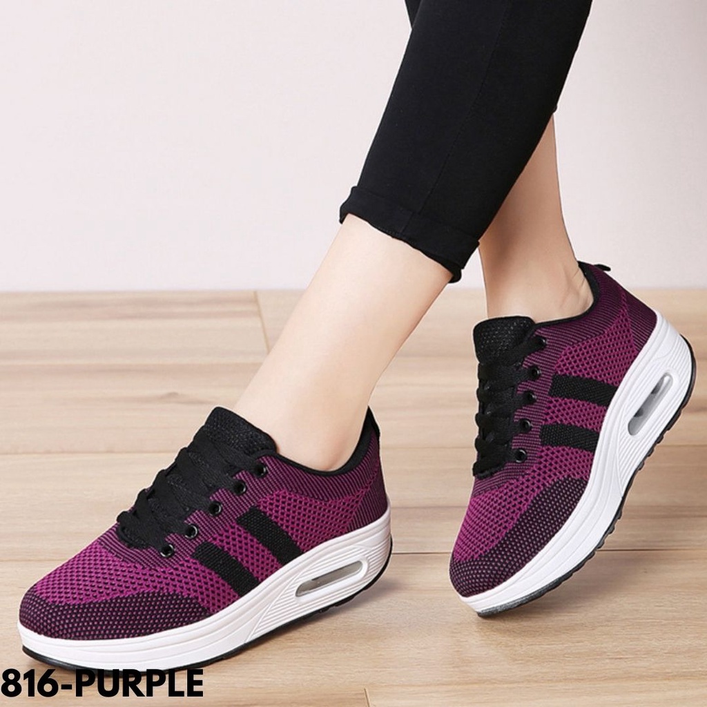 SNEAKERS WANITA IMPORT SPORT NAMAN HIGHSOLE OLAHRAGA ENTENG RINGAN ELASTIS ANTI SLIP TERBARU 816