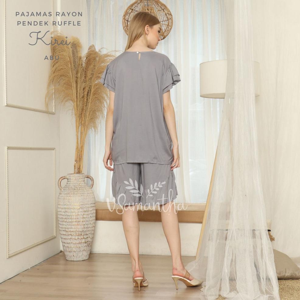 ➘ vSamantha - One Set Piyama Rayon Pendek Ruffle Kirei ー