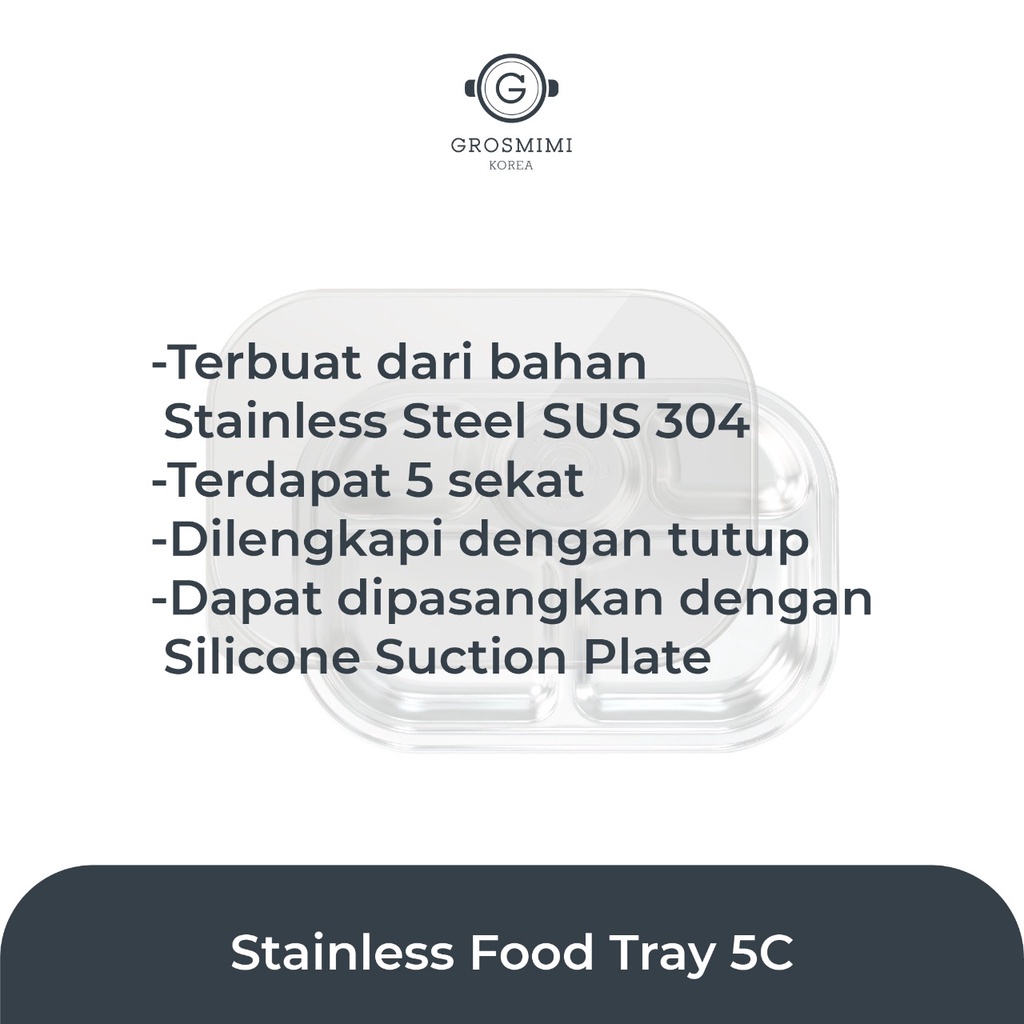 Grosmimi Stainless Baby Food Tray | Wadah Makanan | Kotak Makan