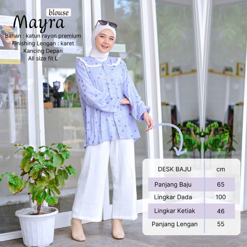 New - Baju Atasan/Blouse Wanita - MAYRA BLOUSE ALL Size fit L-Katun Rayon Premium-Motif Bunga-Nyaman dipakai