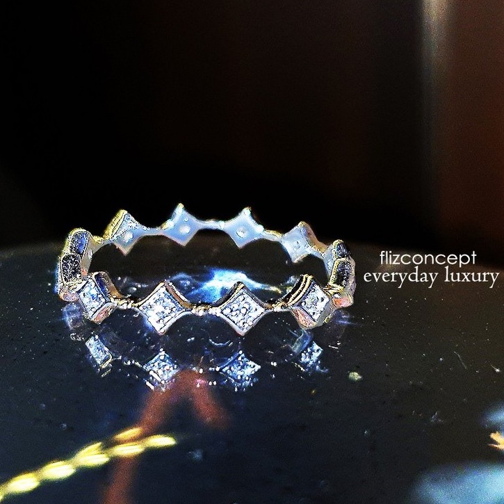 Fliz - CORE RING - CS19714 Cincin silver 925 S925 Silver925 Klasik Perhiasan Wanita Kristal Fliz  Ladies Ring