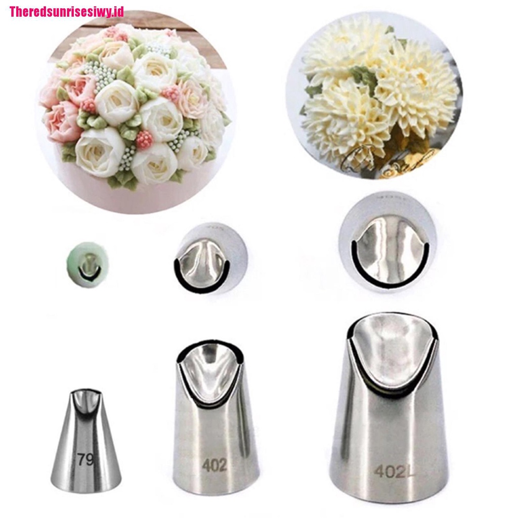 3 Pcs Nozzles Icing Piping Bentuk Tulip Chrysanthemum Untuk Alat Baking