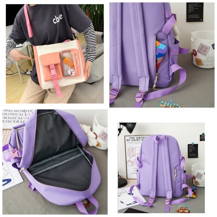 TAS RANSEL ANAK SEKOLAH perempuan IMPOR SET 4 IN 1 SD SMP SMA Fashion korea