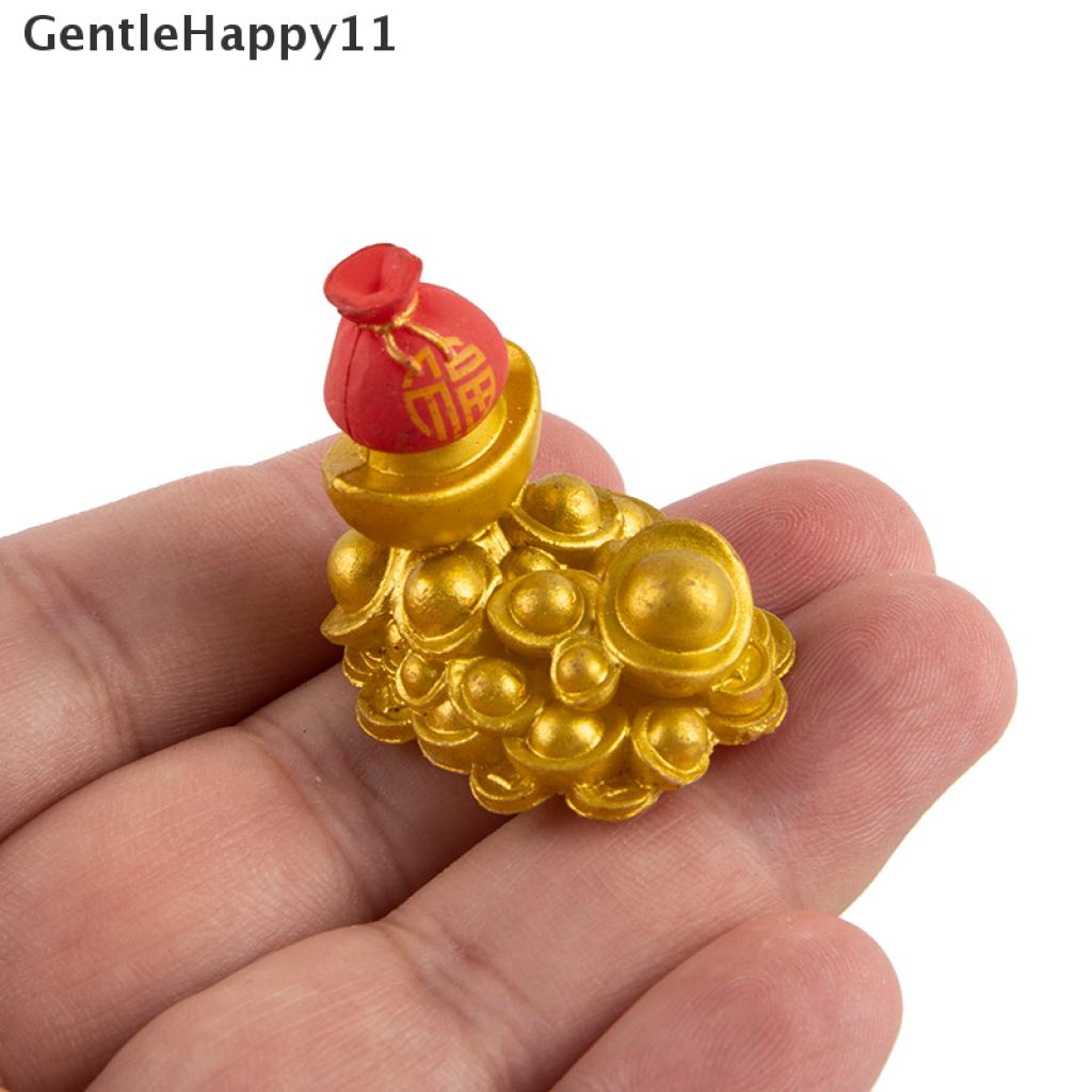 Gentlehappy Mini Menguntungkan Emas Ingot Ornamen Beruntung Yuanbao Fengshui Dekorasi Kerajinan Rumah Boneka
