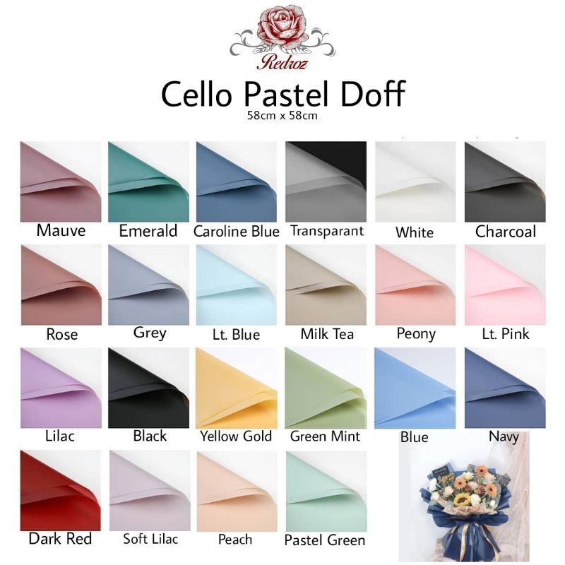 

( Grosir ) Flower Wrapping / Kertas Bunga / Flower Paper Cellophane PASTEL DOFF / Matte