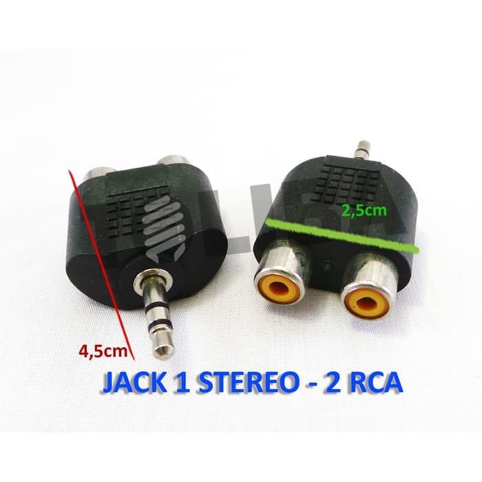 Sambungan 2 Soket Socket Cover RCA ke 1 Jack Jek Mini Stereo