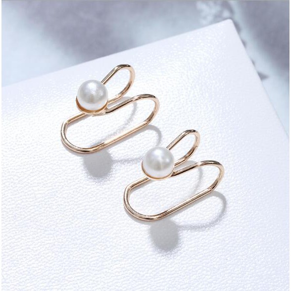 Anting aksesoris fashion berlian berbentuk temperamen mutiara jepit kreatif Korea earrings anting wanita fashion