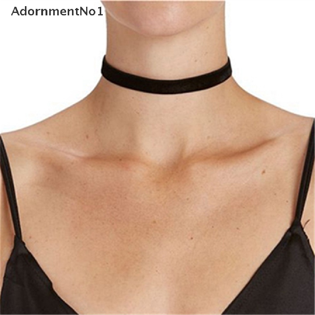 (AdornmentNo1) Kalung Choker Handmade Bahan Velvet Warna Hitam Gaya Gothic Retro Untuk Wanita