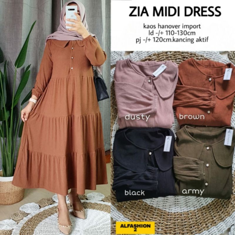 [BISA COD] ZIA MIDI DRESS • MIDI DRESS WANITA • ORI AL FASHION