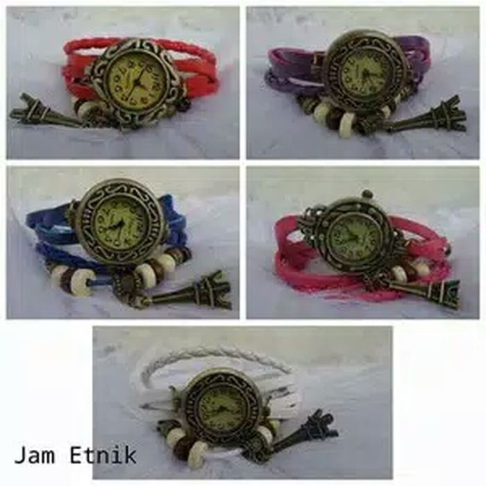 Jam Tangan Tali Gelang Tribal Vintage Etnik /Jam etnik - Putih