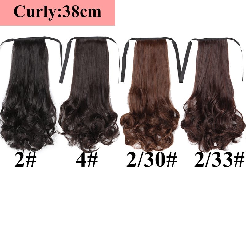 WE Wig Ponytail Anak Rambut Palsu Extension Hair Clip Ponytail Model Pendek Keriting 38cm Ponytail Curly Tali