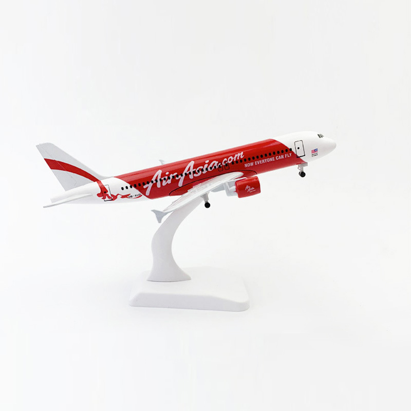 Air Asia A320 Model Pesawat Airbus 320 Bahan Metal Die-cast Warna Merah Putih Ukuran 16CM / 20CM