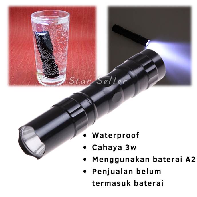 Police Senter LED Swat Flashlight 3W Waterproof Anti Air