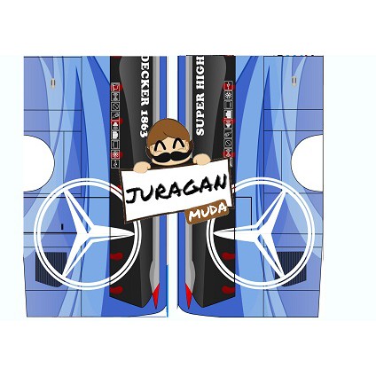 DIY Miniatur Bus Pandawa 87 Biru Papercraft Lembaran Skala 20