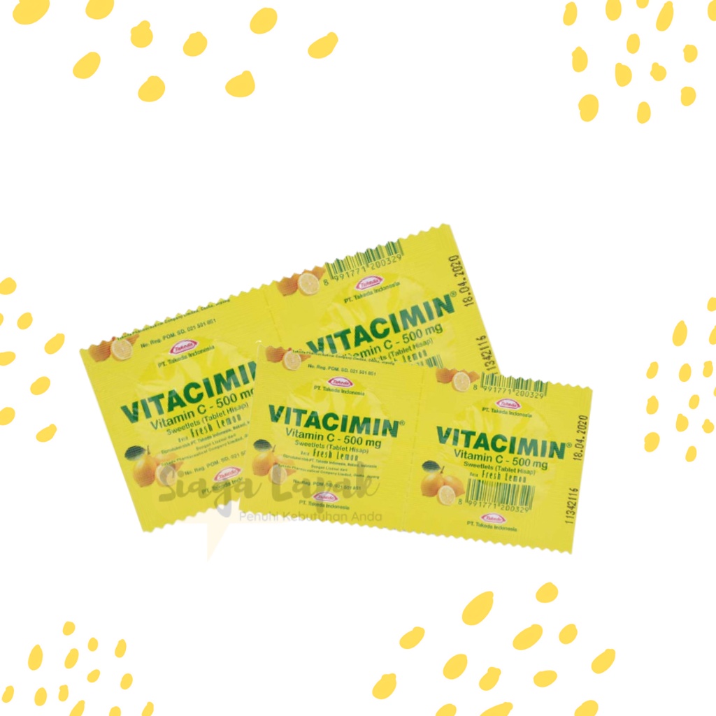 Vitacimin 500mg Vitamin C Tablet Hisap 1 strip isi 2 tablet