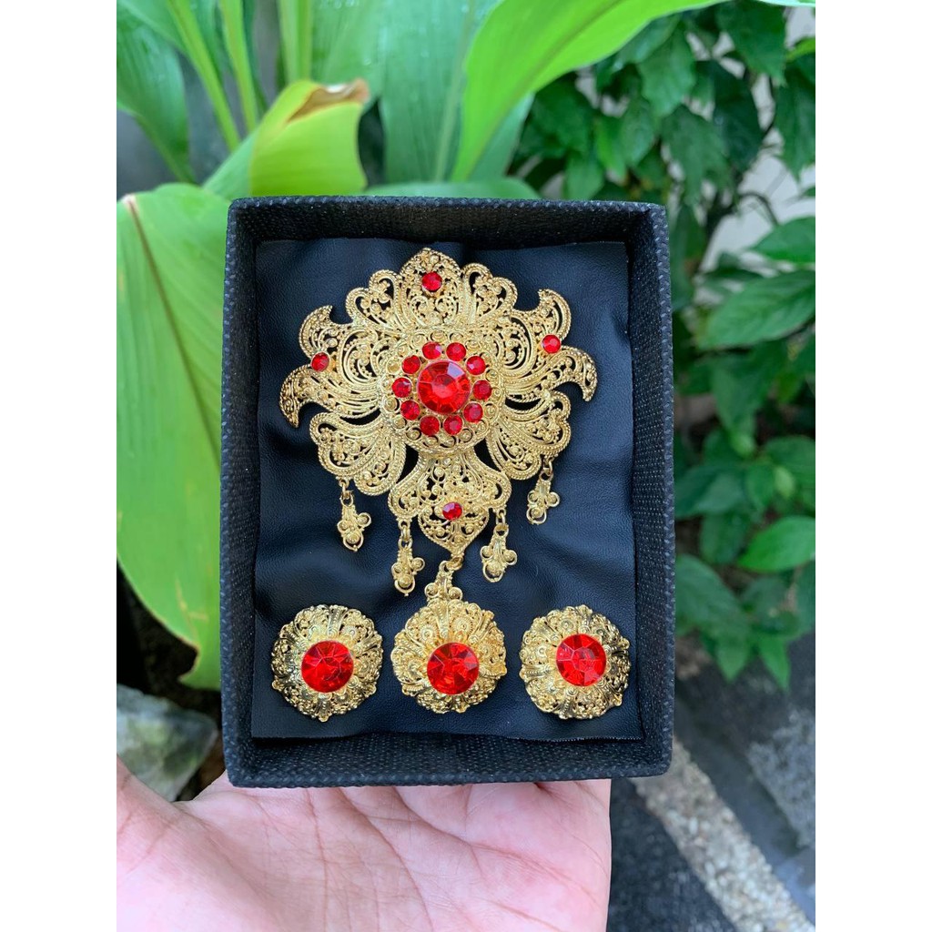 bros alpaka bali motif pakis sirkon st-Merah