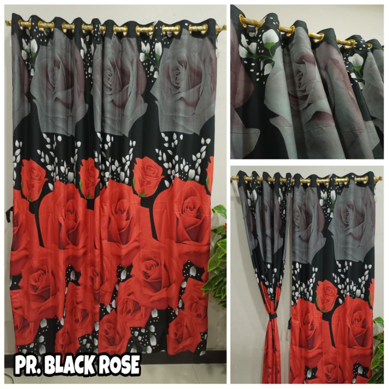 GORDEN PINTU DAN JENDELA MOTIF BUNGA BLACK ROSE