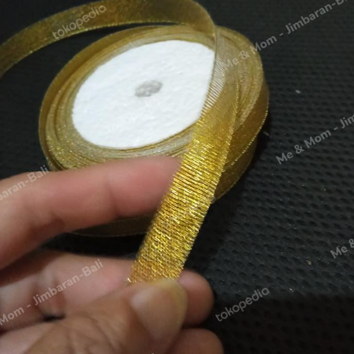 

*#*#*#*#] aksesoris craft bahan kerajinan pita emas 1 cm perroll