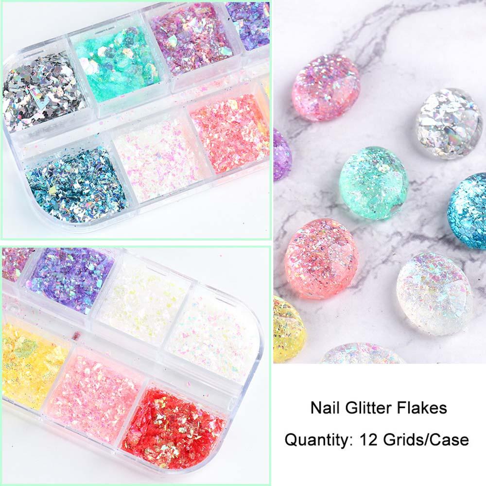 Mxbeauty Nail Art Sequin Warna-Warni Ultra-Tipis Laser Manicure Aksesoris