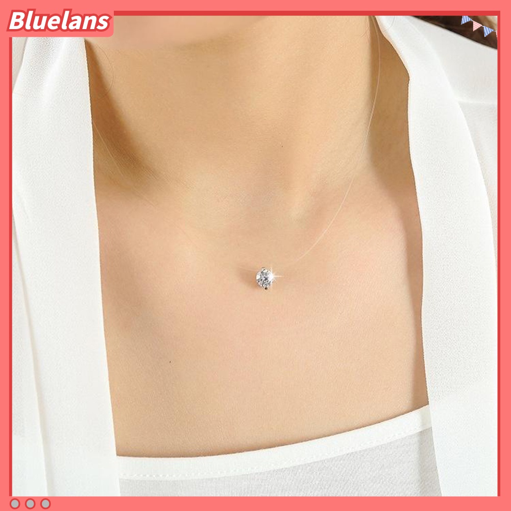 Kalung Rantai Dengan Liontin Berlian Imitasi Untuk Wanita