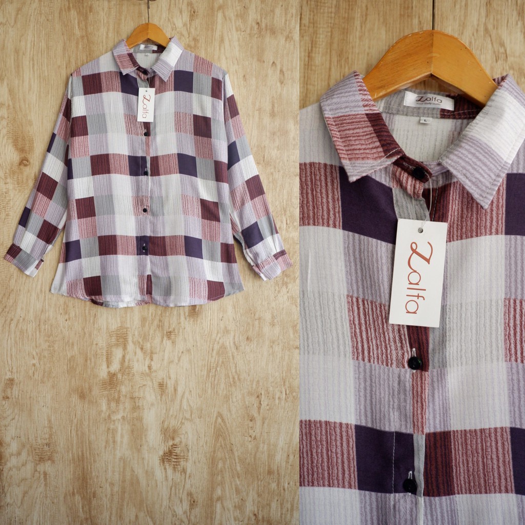 VANYA kemeja by ZALFA OUTFIT / kemeja motif / kemeja wanita murah / kemeja rayon-Lylac
