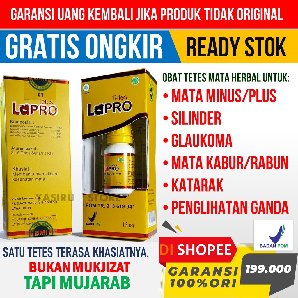 Tetes Mata LAPRO LA PRO Obat Herbal Mata Minus Plus Silinder Glaukoma Katarak Kabur Ganda Iritasi