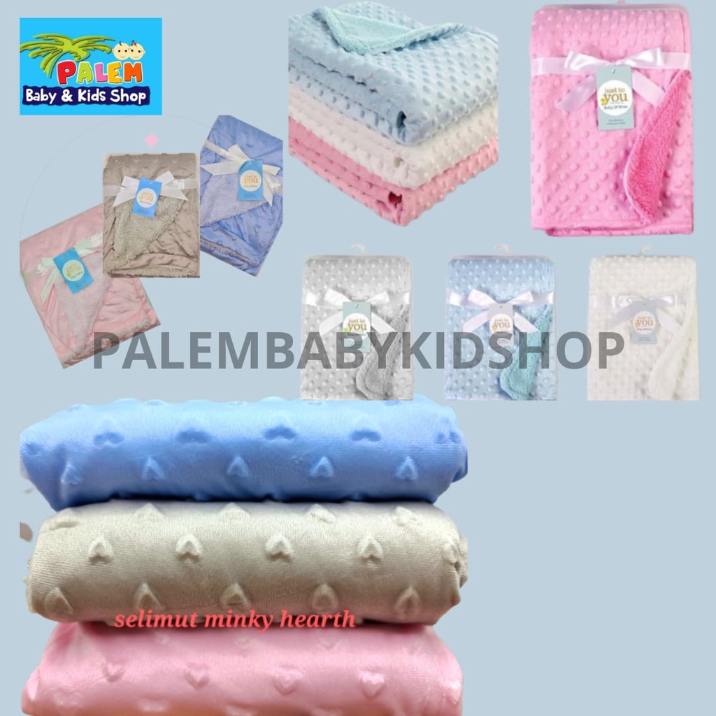 Selimut Bayi Bulu Halus minky Double Fleece Polkadot bordir&amp;polos Just to you premium