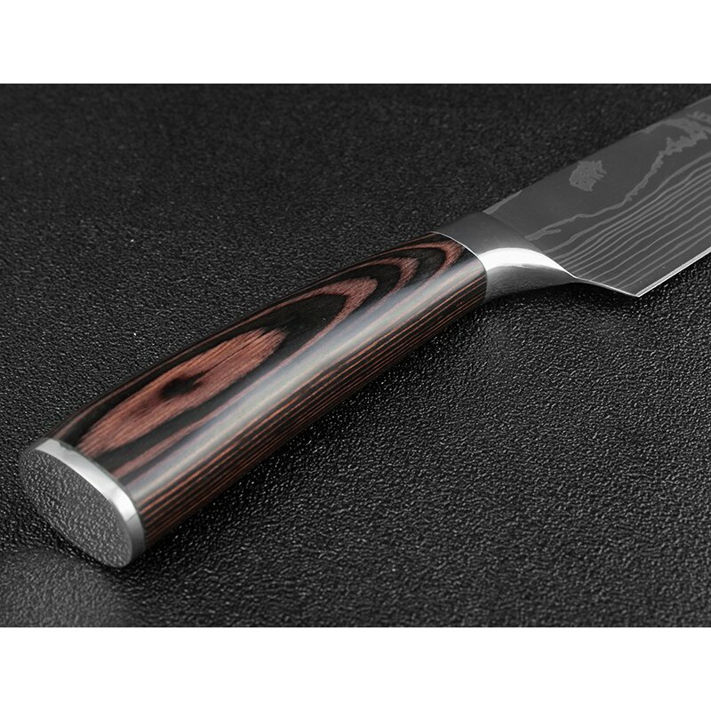 XITUO 440C German kitchen knife Damascus laser pattern utility chef knife EDC cutting knife