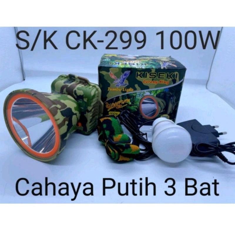 Headlamp Senter Kepala Original Kiseki CK-299+ 100Watt 5000mah Super Terang Bonus Bohlam Gratis Ongkir COD