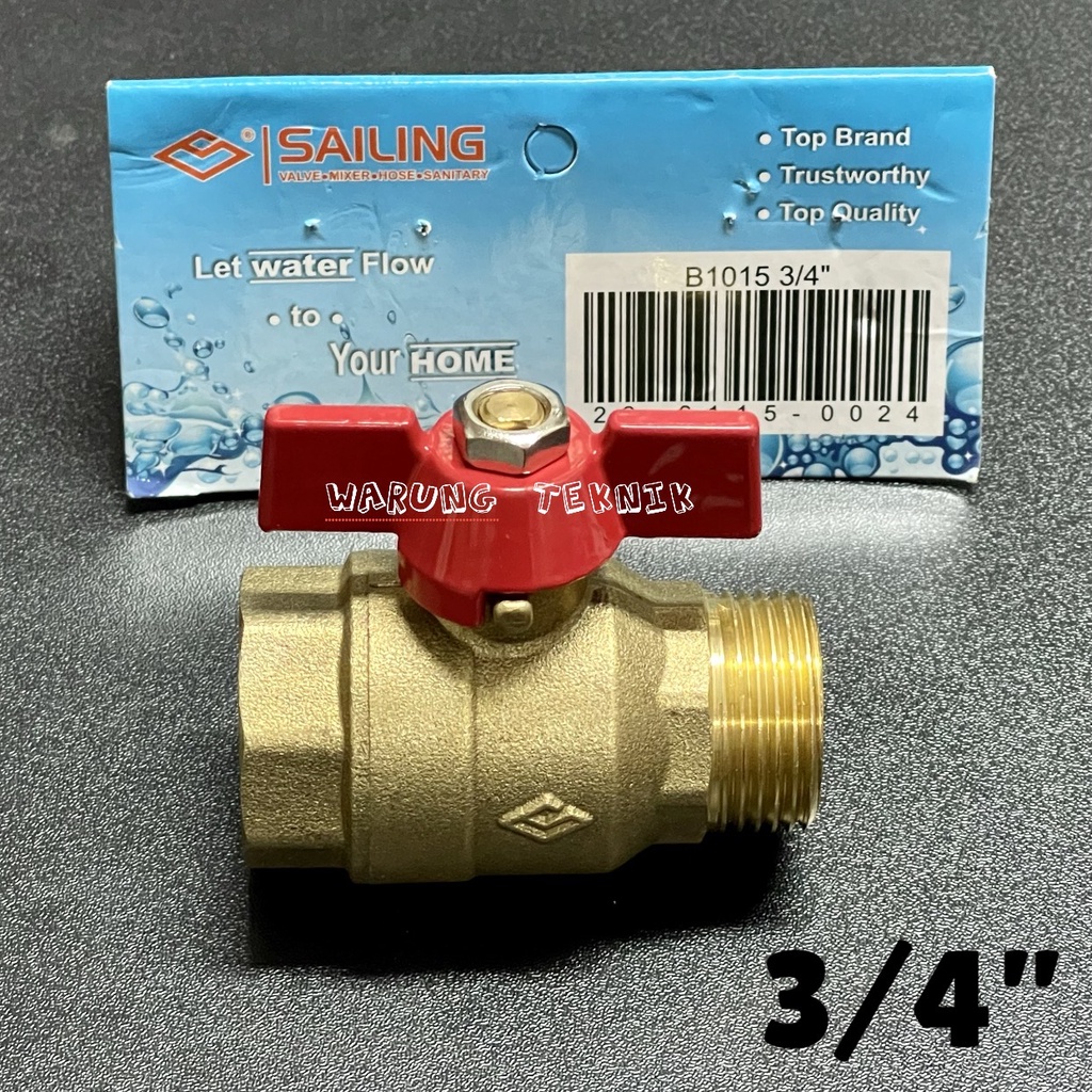 SAILING B1015 BALL VALVE T (MXF) 3/4&quot; 1&quot; - STOP KRAN MODEL T FULL KUNINGAN TEBAL DAN TAHAN LAMA