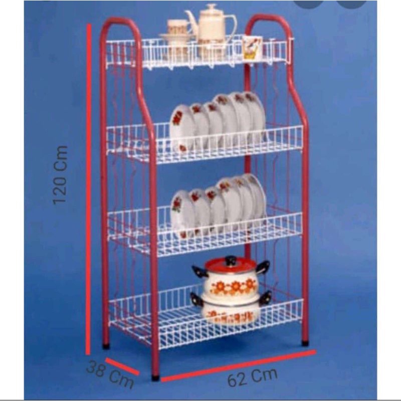 PROMO RAK PIRING DRAGON / LEMARI PIRING GELAS MANGKOK DLL JADUL MURAH KUAT 120*38*62 cm 4 tingkat da