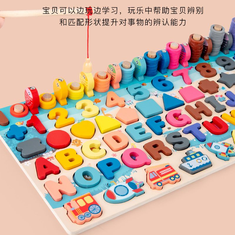 TS01- MA001 - Mainan Edukasi Anak - Wooden Puzzle Chunky 7in1 dan 8in1 Mainan Puzzle Pancing Mainan Edukasi Anak