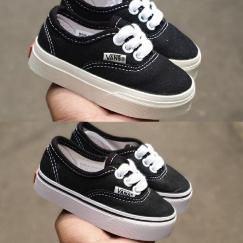SEPATU ANAK LAKI &amp; PEREMPUAN / VANS ANAK AUTHENTIC HITAM PUTIH  MODEL TALI MURAH