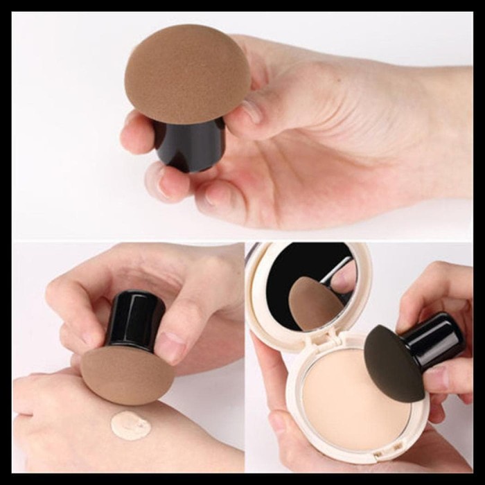 Mushroom Makeup Sponge Cosmetic Blender Puff Latex Free Face Sponge Beauty Puff Makeup Brush Sponge with Handle Case for Concealer BB Cream Foundation Makeup Tools