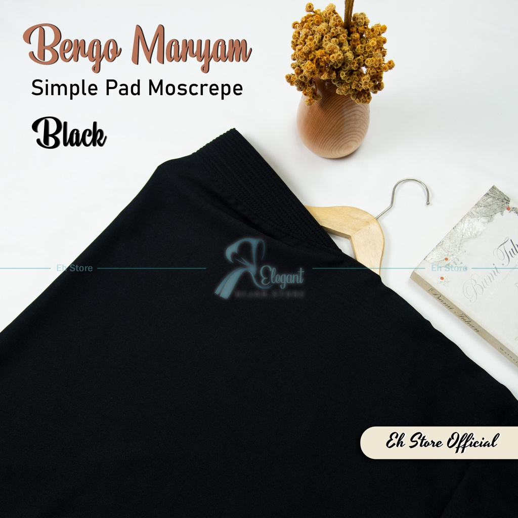 Kerudung instan / Jilbab bergo maryam SIMPLE PAD MEDIUM M murah (TANPA TALI)-Black