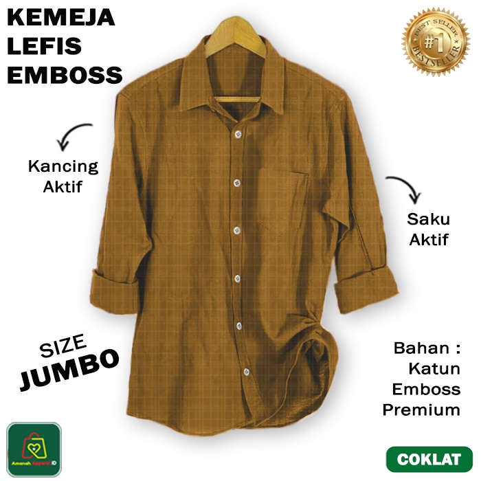 Kemeja Pria Lengan Panjang LEFIS JUMBO Katun EMBOSS Size M - XXL / 26940 26942 26944 26946