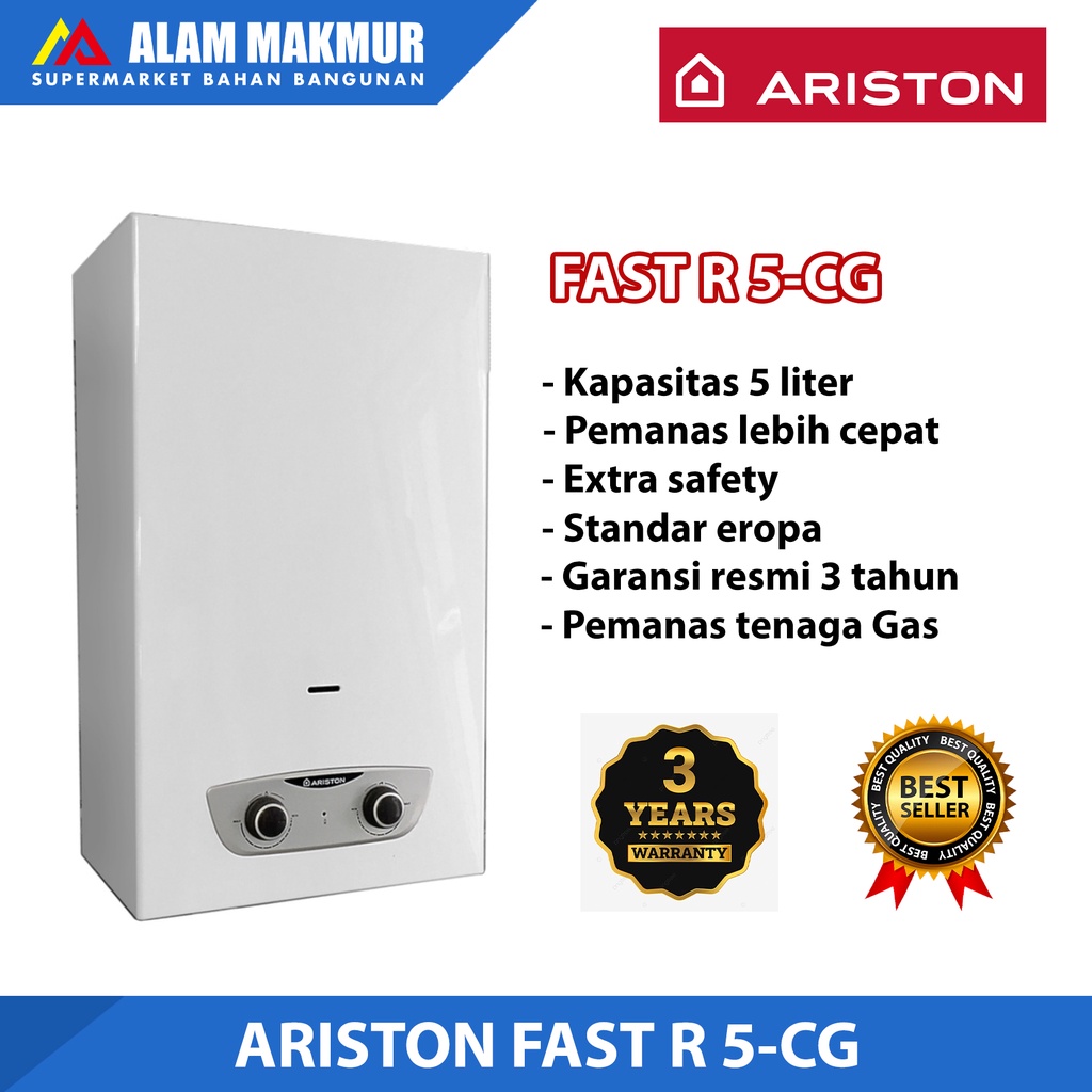 Waterheater ARISTON FAST R 5-CG/pemanas gas/tenaga gas