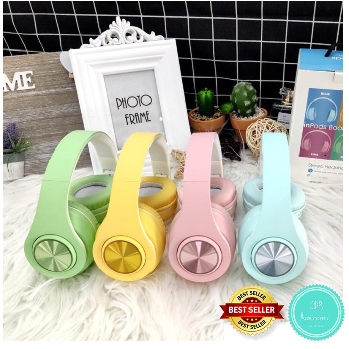 Headphone / Headset Bluetooth IBOOM Macaron B39 LED V5.0 Bisa Slot Memory