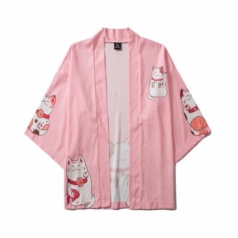 KIMONO CARDINGAN IMPORT WANITA JEPANG KOREA HAORI ORIGINAL KUCING CAT LUCU KY14